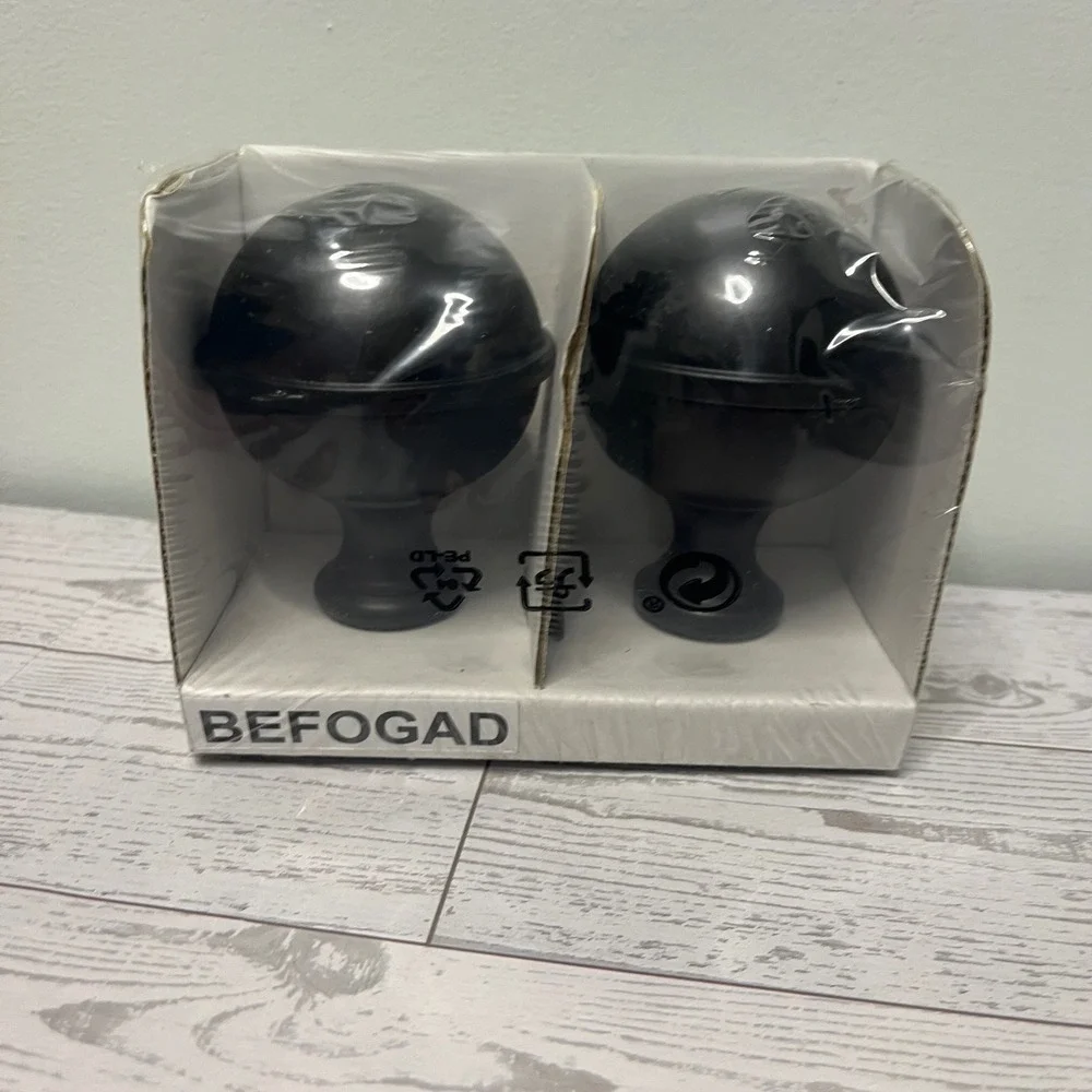 IKEA BEFOGAD Curtain Rod Finials Set of 2 Black 102.801.23 Modern Minimalist